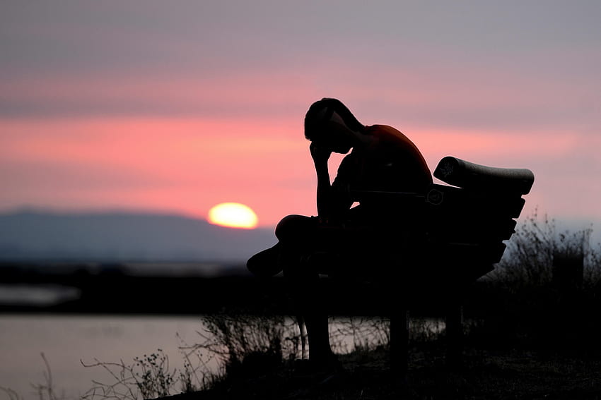 Silhouette, allein, traurig, dunkel, Sonnenuntergang : , Sad Alone Man HD-Hintergrundbild