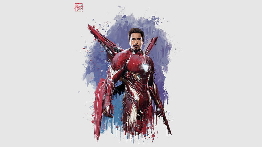 Iron man, costume nuovo, Avengers: infinity war, minimal, art Sfondo HD
