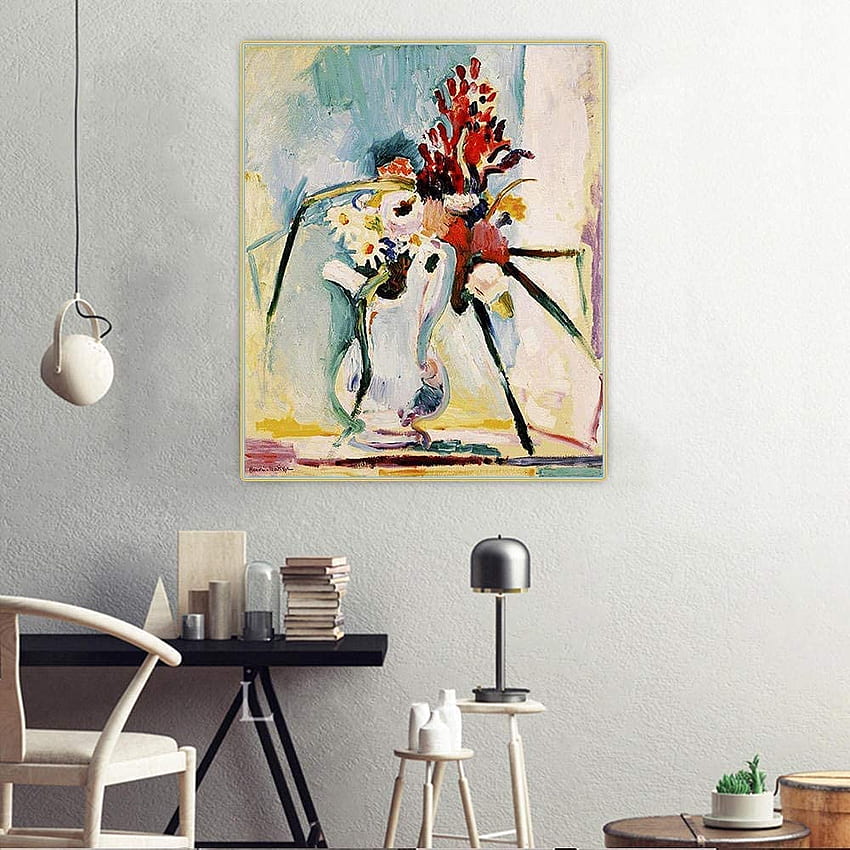 BUIIKC Henri Matisse Poster e stampe Vintage Wall Art《Fiori in una brocca》Dipinto ad olio su tela Matisse Home Modern Decor cmx1 Senza cornice Stock: Poster e stampe Sfondo del telefono HD
