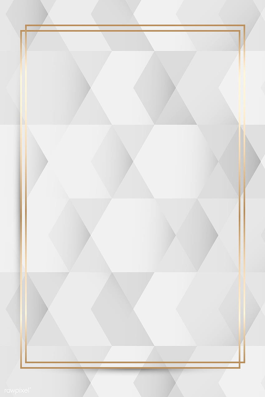 흰색과 회색 기하학적 패턴, 흰색 그래픽에 골드 프레임의 프리미엄 벡터 HD 전화 배경 화면