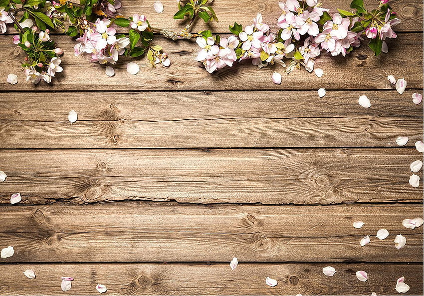 Fleurs de mariage rustiques décors de sol en bois brun printemps, rose rustique Fond d'écran HD