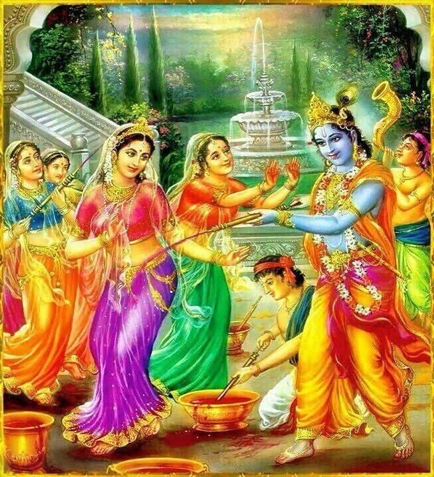 Happy Holi 2017: Radha Krishna 3D พร้อมปกคำคม วอลล์เปเปอร์โทรศัพท์ HD