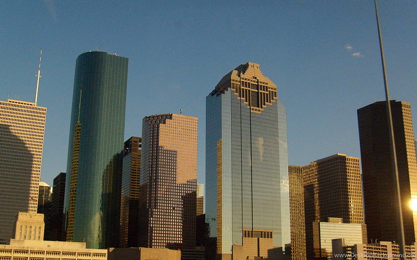 Houston Skyline Binası Teksas Şehir Merkezi - Sam Houston Parkı - ve Arka Plan HD duvar kağıdı