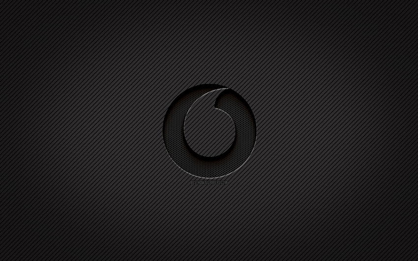 Vodafone carbon logo, , grunge art, carbon background, creative, Vodafone black logo, brands, Vodafone logo, Vodafone HD wallpaper