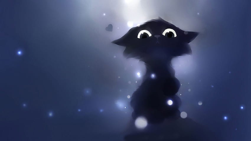 귀여운 다크 - 검은 고양이 할로윈 배경 HD 월페이퍼