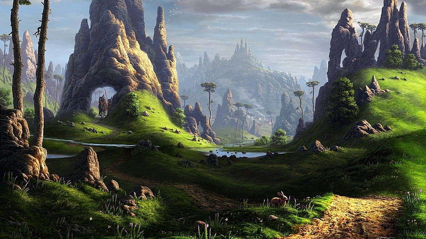 Fantasy Landscape, Dark Medieval Landscape HD wallpaper