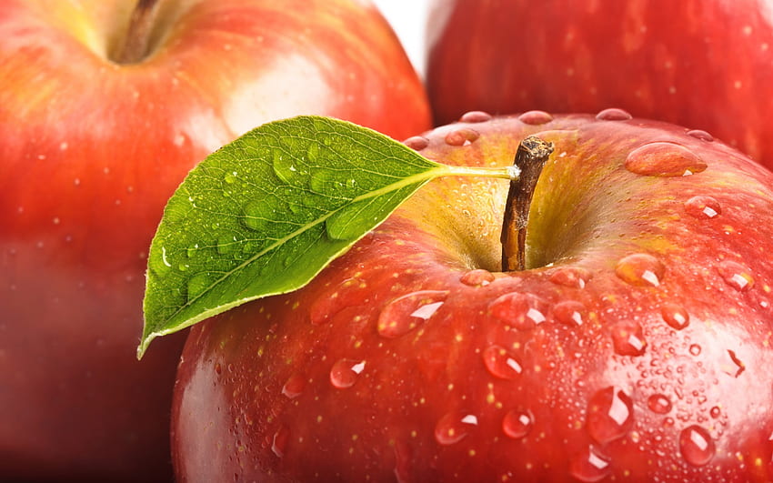 Fruits, Food, Background, Apples, Drops HD wallpaper
