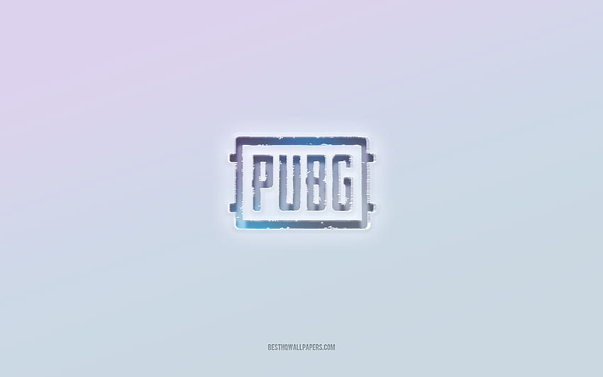 Лого на Pubg, изрязан 3d текст, бял фон, лого на Pubg 3d, емблема на Gorenje, Pubg, релефно лого, емблема на Pubg 3d, PlayerUnknowns Battlegrounds HD тапет