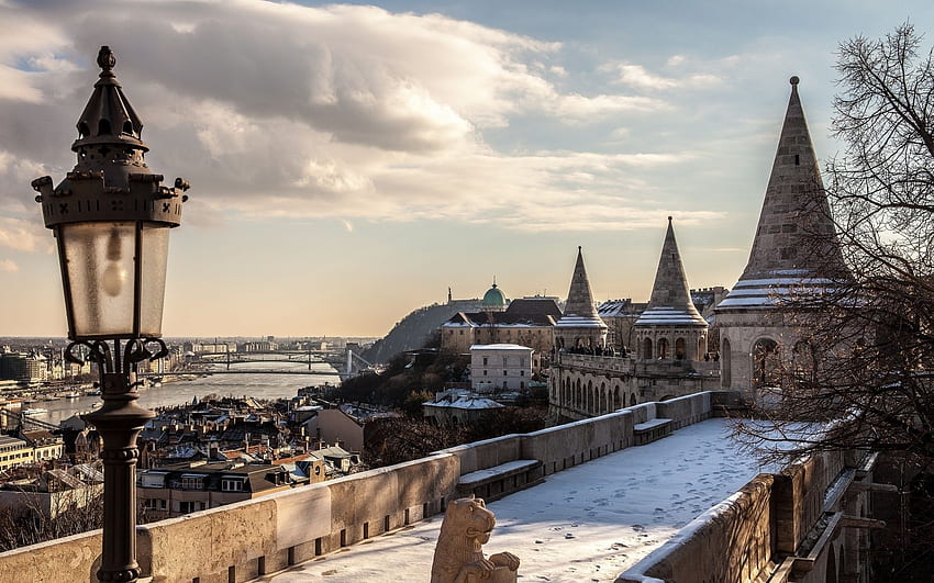 budapest, Hungary, Architecture, Buildings, Sky, Clouds, Winter, Snow / and Mobile Background, Hungarian Landscape HD wallpaper