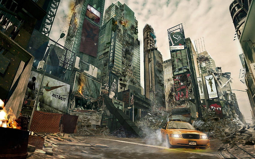 destroyed city background | OpenArt