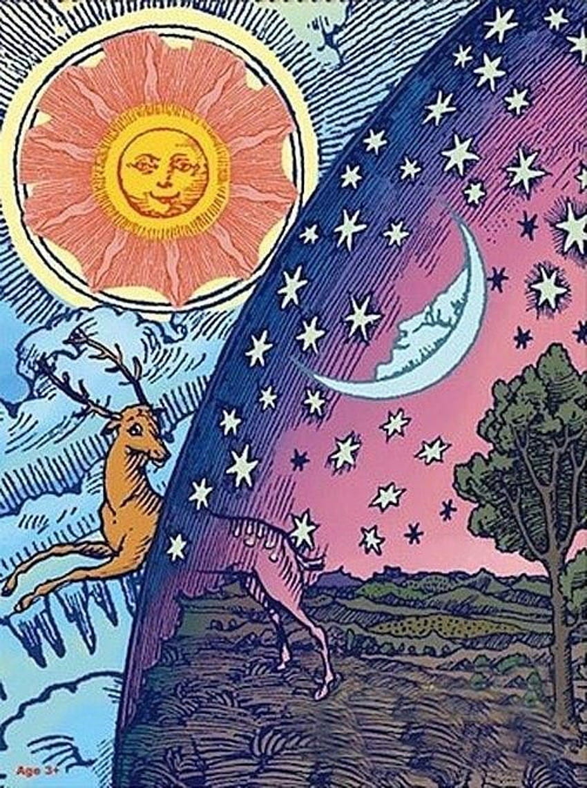 sun and moon tumblr - Night art, Hippie art, Moon art, Psychedelic Moon HD phone wallpaper
