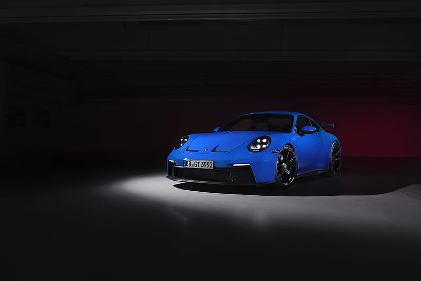 ポルシェ911 GT3、2021年の青い車 高画質の壁紙