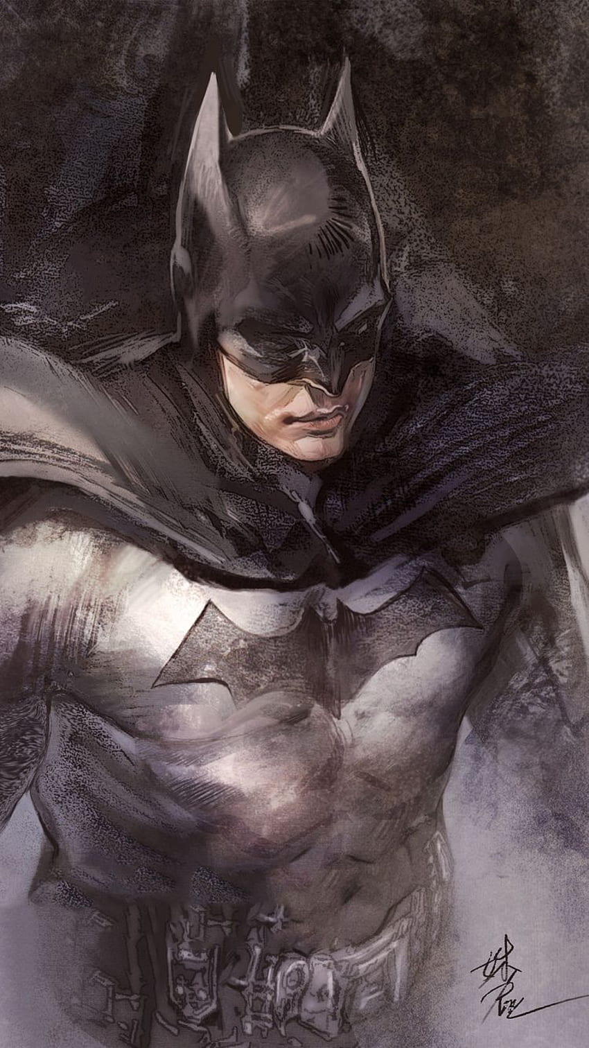 Download Batman Black And White Drawing Wallpaper | Wallpapers.com