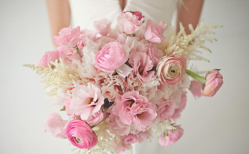 Flowers, Bouquet, Ranunculus, Ranunkulus, Tenderness, Bride HD wallpaper