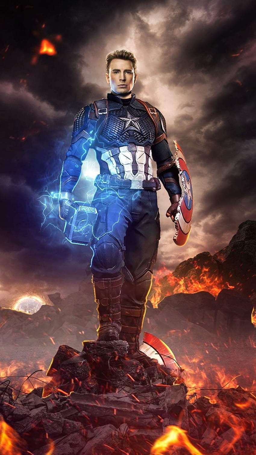 Captain America Final Battle Godny Mjolnir IPhone Tapeta na telefon HD