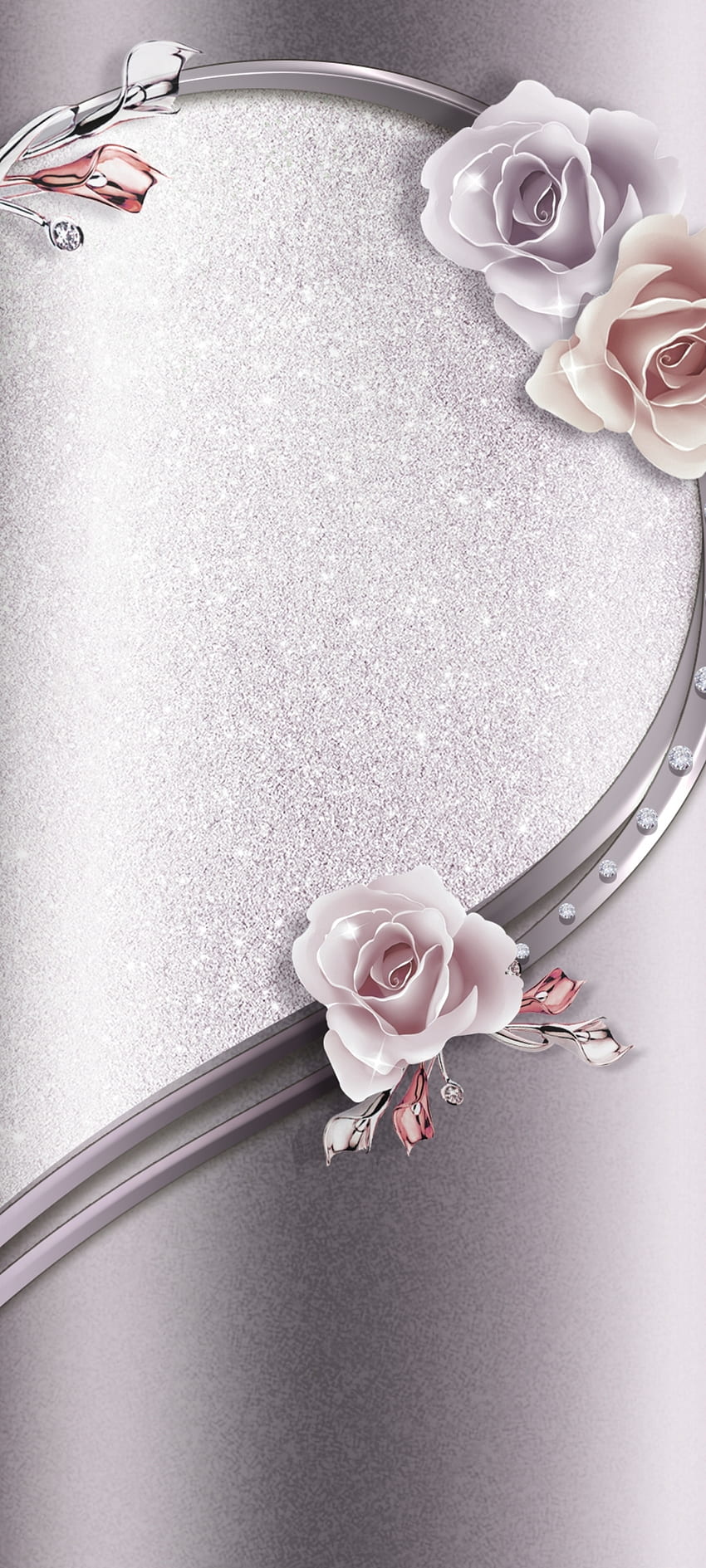 Metal Heart Screen, hybrid tea rose, flowers, pink, luxury, Diamond, Premium, Shiny HD phone wallpaper