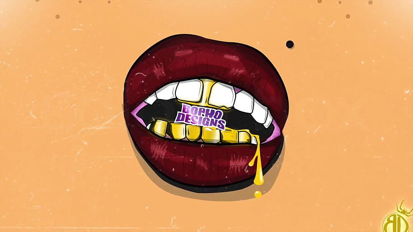 Грил за уста с нарисувани зъби - Карикатура Grillz, златни зъби HD тапет