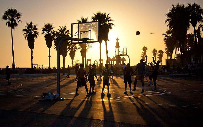 sonnenuntergang sommer venedig strand la los angeles kalifornien usa basketball HD-Hintergrundbild