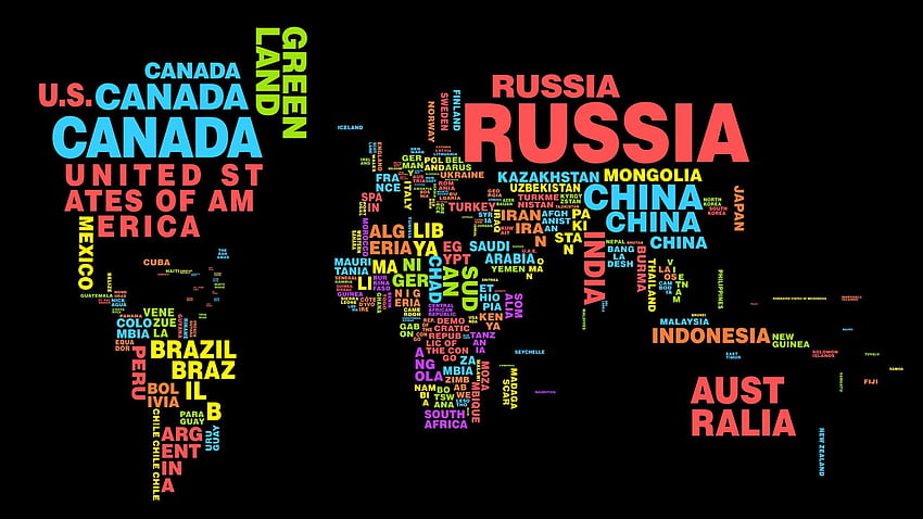 Weltkarte mit Ländernamen, Erdkarte HD-Hintergrundbild
