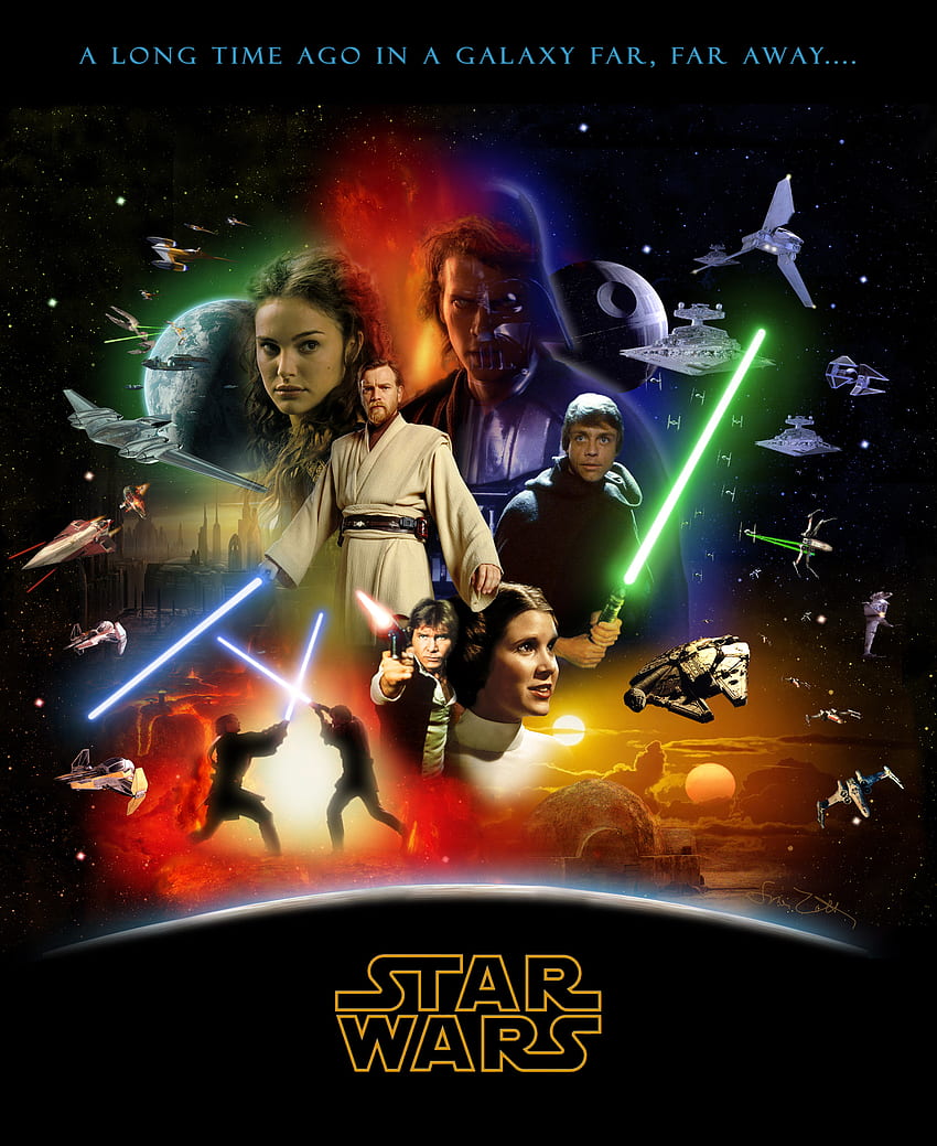 Saga Gwiezdnych Wojen - Kompletny plakat Sagi Gwiezdnych Wojen - - Tapeta na telefon HD