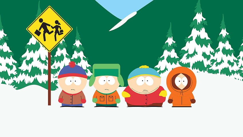 South Park, Stan Kyle Cartman y Kenny en The Bus Stop U . pixelz fondo de pantalla