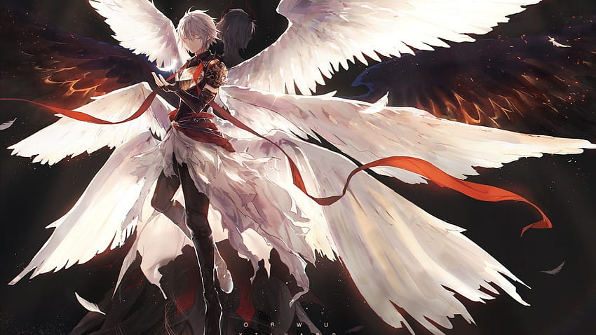 anime, anime boys, angel, wings, nimbus | 1663x2000 Wallpaper - wallhaven.cc