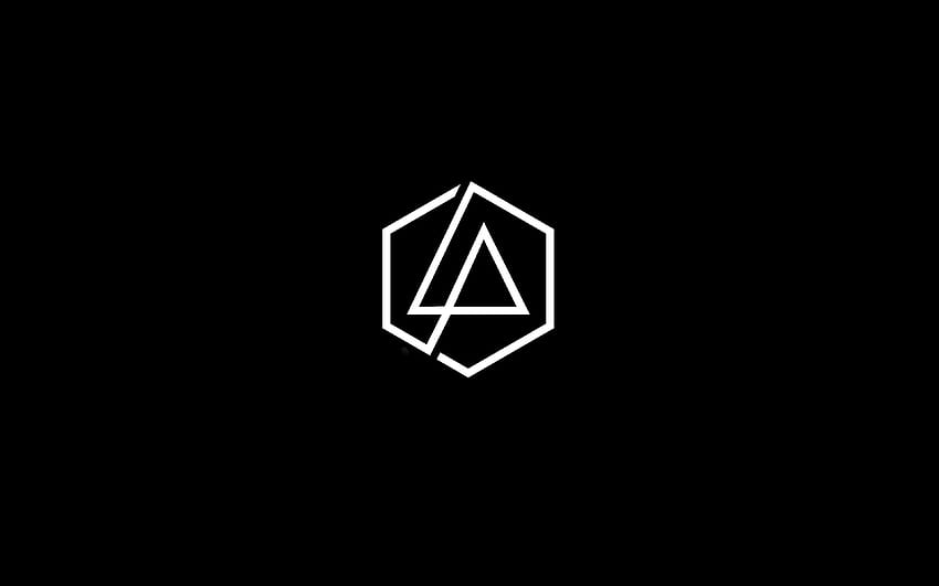 лого на Linkin Park, минимализъм, музикални звезди, черен фон, бяло лого на Linkin Park, минимализъм на Linkin Park, Linkin Park HD тапет