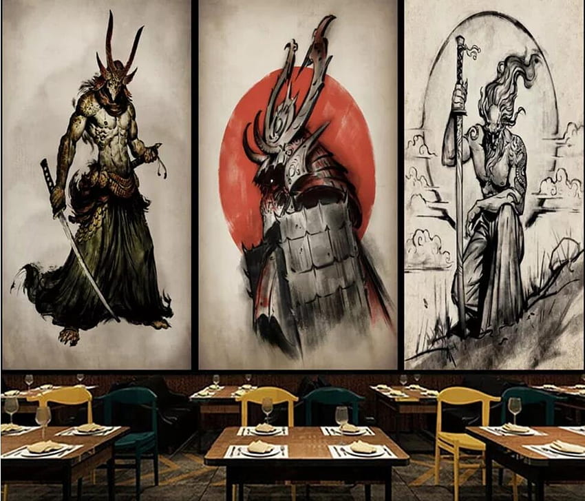 Retro Jepang ukiyo e tattoo samurai overall hiasan dinding Wallpaper HD