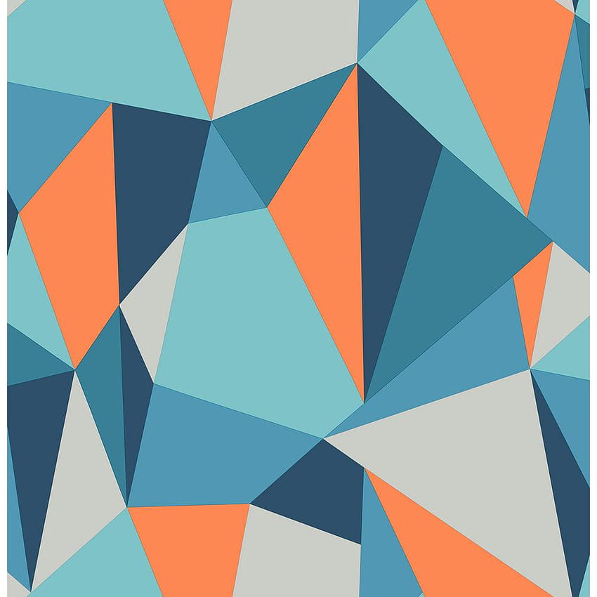 Brewster 8 in x 10 in Kline Blue Facet Sample [] за вашия мобилен телефон и таблет. Разгледайте Orange Geometric. Оранжево геометрично, оранжево геометрично, геометрично, синьо-зелено и оранжево HD тапет за телефон
