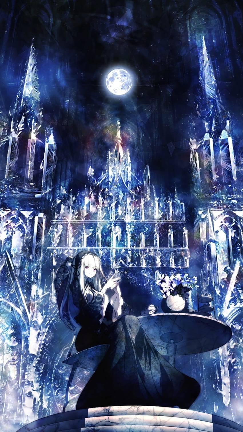 Dziewczyna z anime, czarna sukienka, gotyk, zamek - rozdzielczość: - Wallpx, ciemny gotycki zamek Tapeta na telefon HD