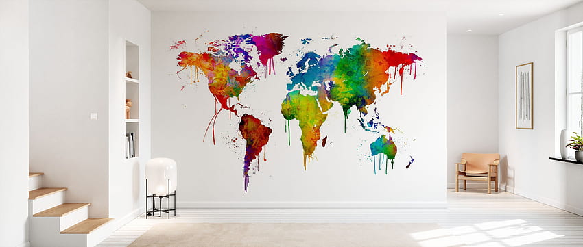 水彩世界地図 – 手頃な価格の壁画 – 壁、水彩世界地図 高画質の壁紙