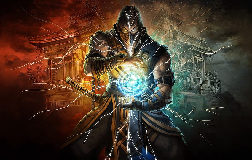 Figur, Stil, Krieger, Hintergrund, Skorpion, Skorpion Mortal Kombat HD-Hintergrundbild
