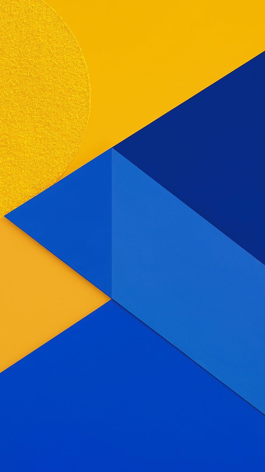 Android Marshmallow New Blue Yellow Pattern, azul marino y amarillo fondo de pantalla del teléfono