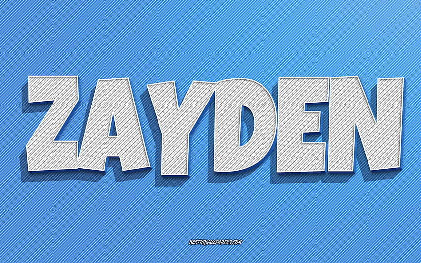 Zayden, linee blu, con nomi, nome Zayden, nomi maschili, biglietto di auguri Zayden, line art, con nome Zayden Sfondo HD
