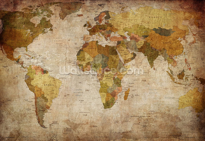 Old Style World Map Wall Mural - Old World Map - - HD wallpaper