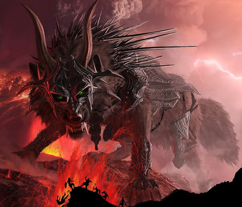 En la mitología nórdica Fenrir también conocido como Fenris un lobo monstruoso fondo de pantalla
