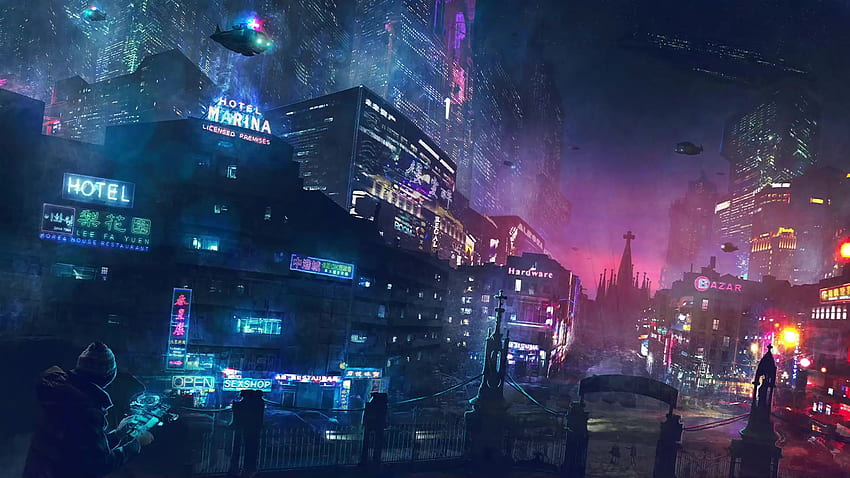 Gece Şehir Yağmur Cyberpunk 2077 Canlı HD duvar kağıdı