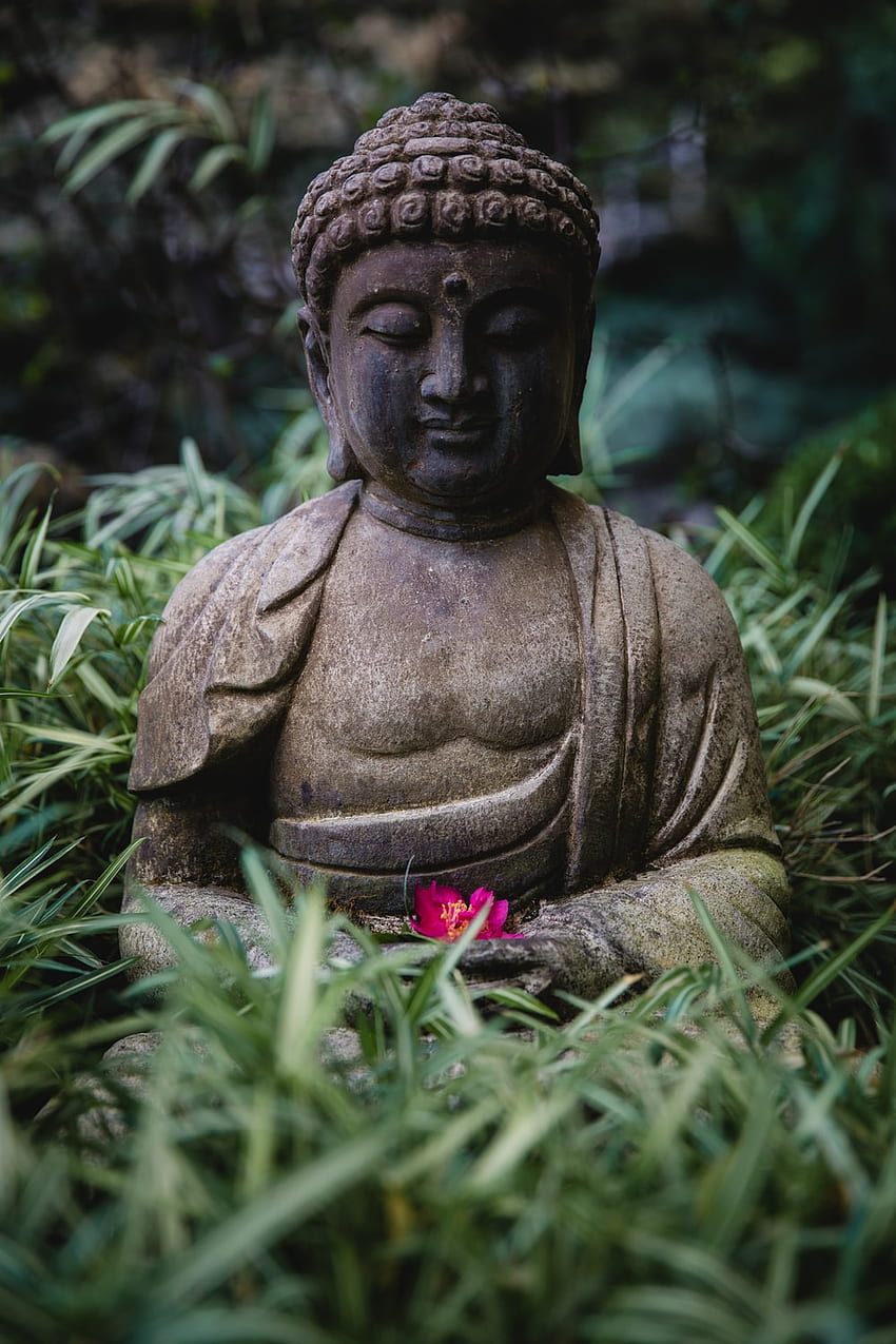 posąg Buddy – Szary , Zen Buddha iPhone Tapeta na telefon HD