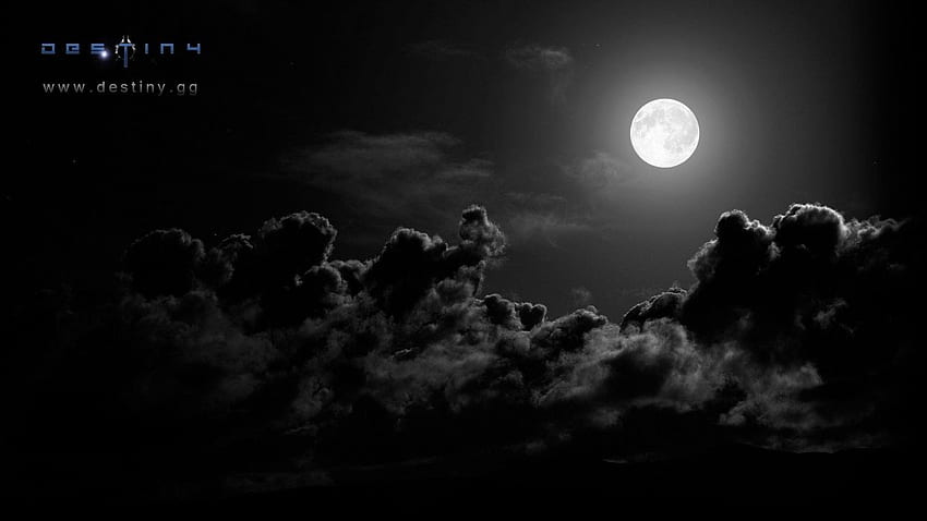 Noche en blanco y negro Sitio web monocromático de Moon League of Legends, Black Night Sky fondo de pantalla