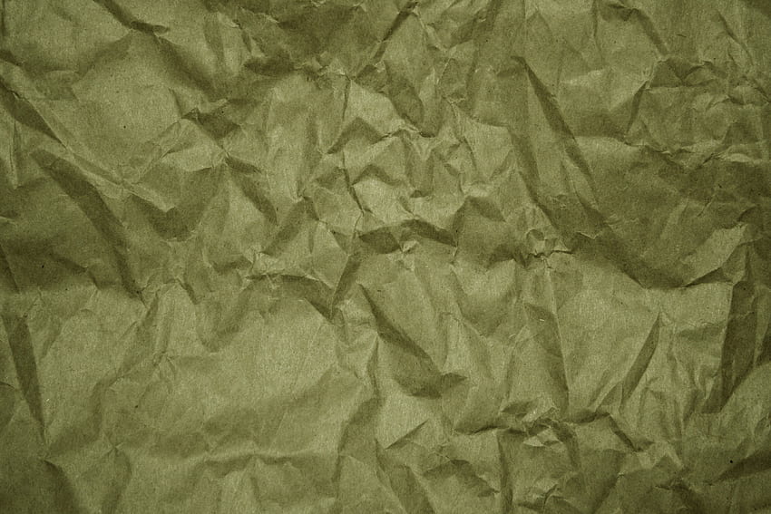 Zerknitterte olivgrüne Papierstruktur. Graph. Public Domain, zerkleinertes Papier HD-Hintergrundbild
