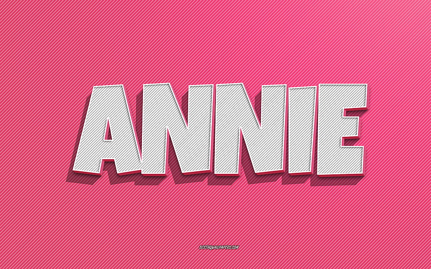 アニー、ピンクの線の背景、名前、アニーの名前、女性の名前、アニーのグリーティング カード、線画、アニーの名前 高画質の壁紙