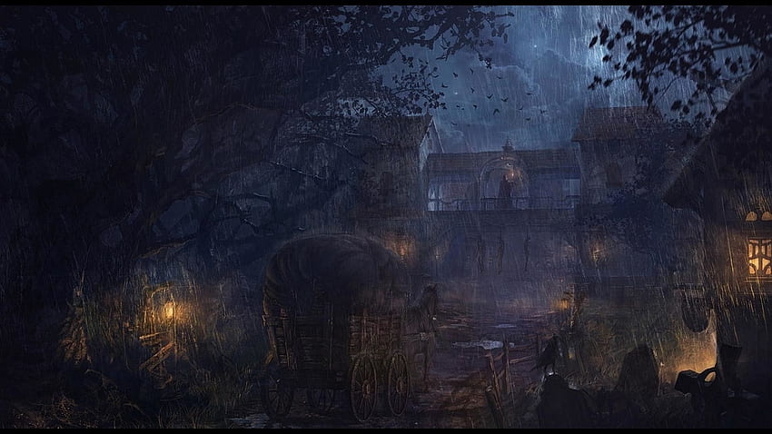 Fantasy Town, Dark Village HD wallpaper