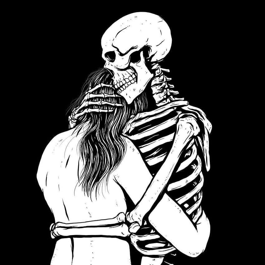 私たち二人は、これが長続きしないことを知っています。 Skeleton art, Skull art, Dark art drawing, Skeleton Love HD電話の壁紙