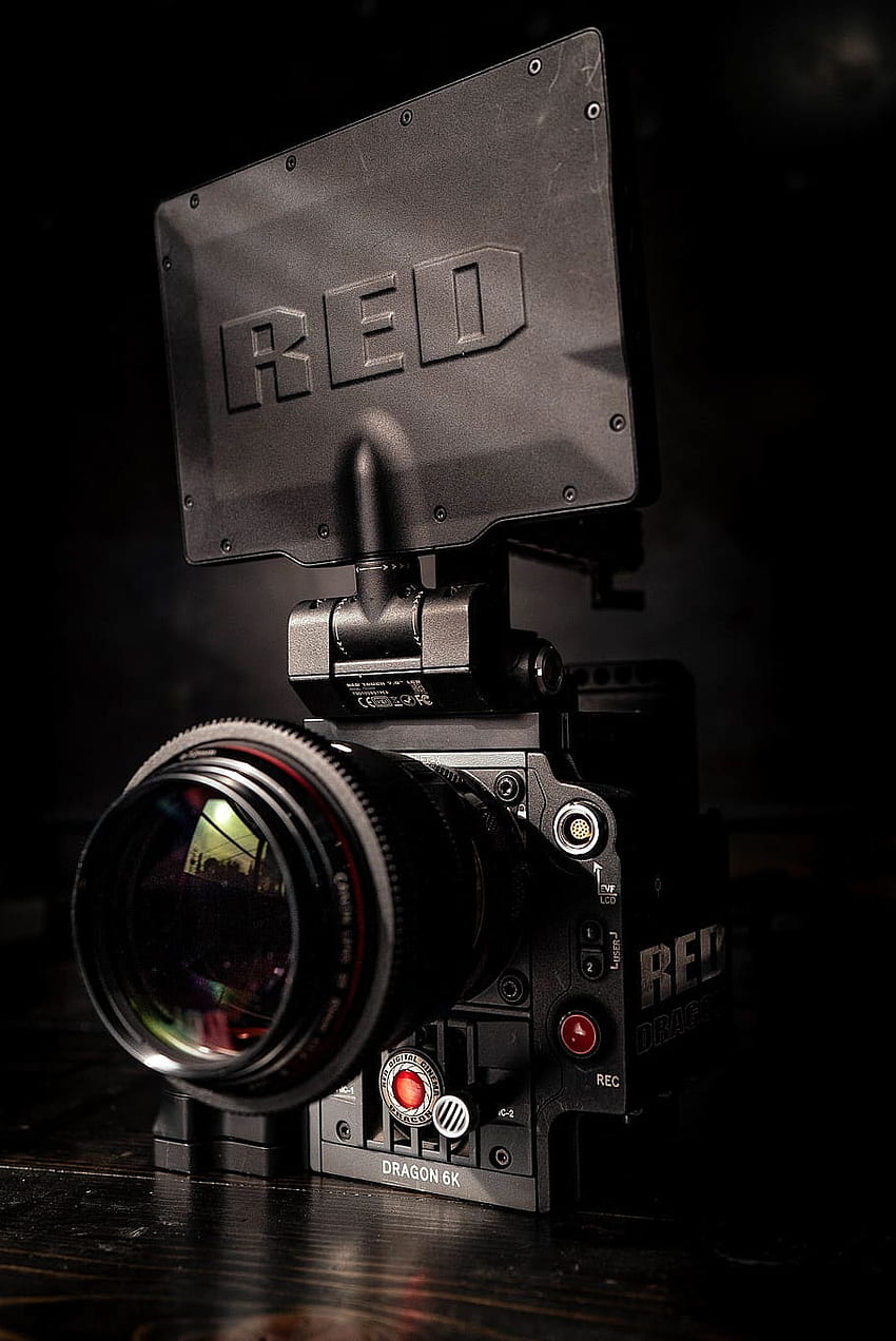 : czarny aparat, elektronika, czerwony szkarłatny smok, aparat cyfrowy, aparat Arri Tapeta na telefon HD
