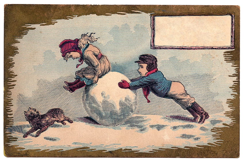 ヴィンテージ スノー ボール - グラフィックの妖精、ヴィンテージの冬のシーン 高画質の壁紙