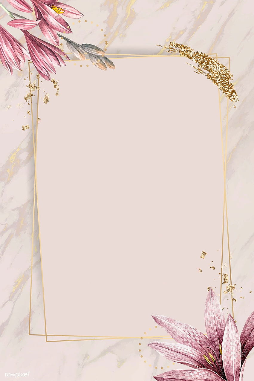 Premium-Vektor des rosa Amaryllis-Musters mit Goldrahmenvektor. Goldhintergrund, rosa Hintergrund, rosa Amaryllis, goldener Rahmen HD-Handy-Hintergrundbild