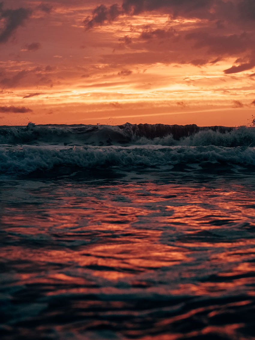 Sea, Landscape, Nature, Sunset, Twilight, Waves, Dusk HD phone ...