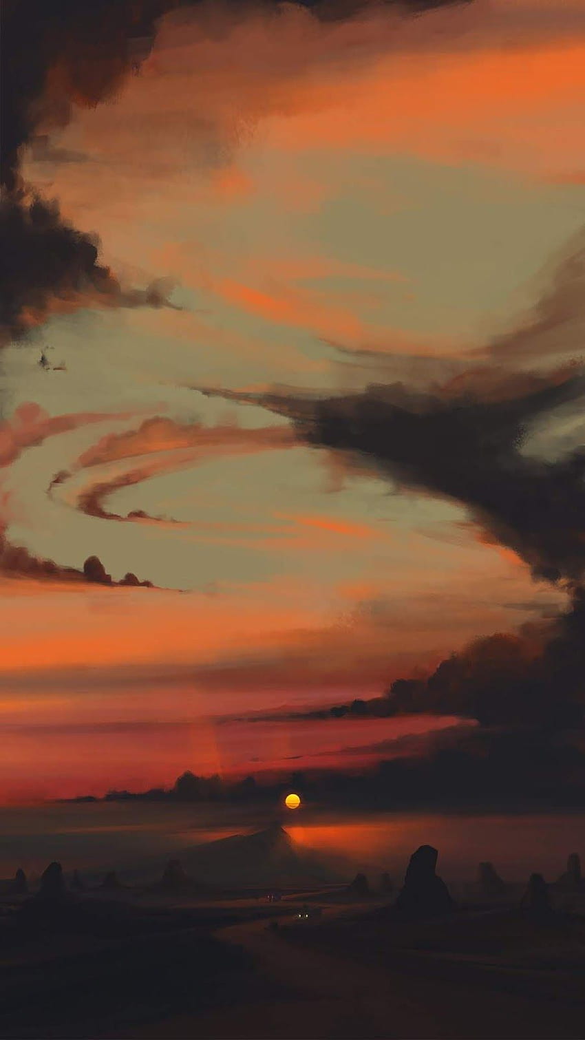 iPhone Sunset Estetis, Sunset Lofi wallpaper ponsel HD