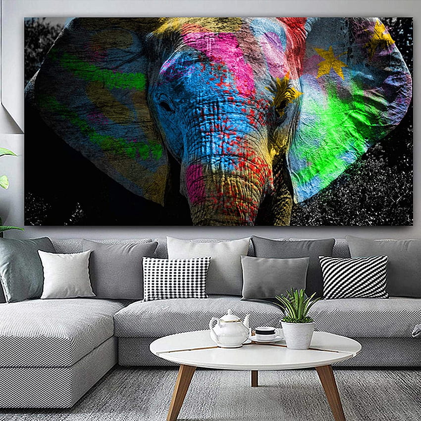 Arte de parede em tela colorida Elefante pôster quarto Animal sob vendas de explosão na pintura Papel de parede de celular HD