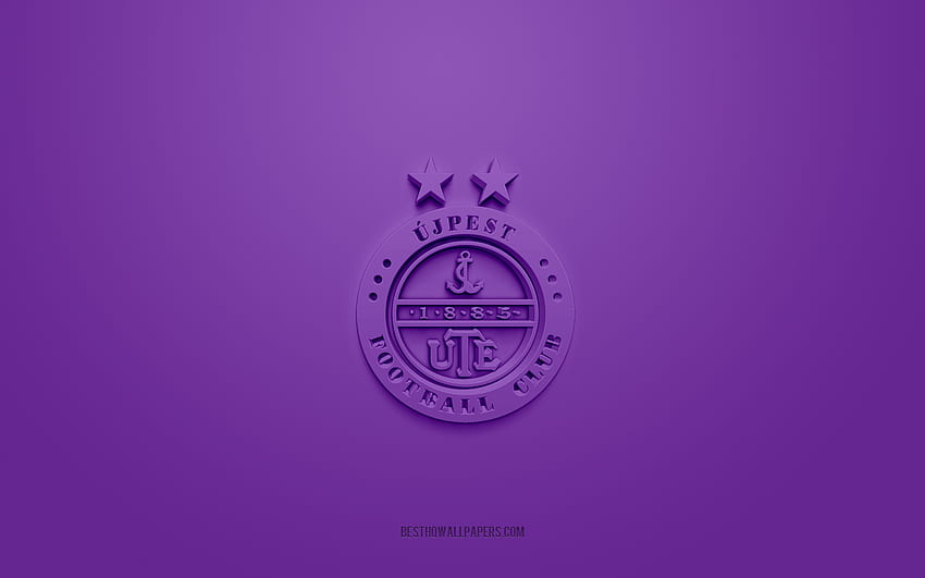 Ujpest FC, logotipo 3D creativo, morado, NB I, emblema 3d, club de fútbol húngaro, Hungría, arte 3d, fútbol, ​​logotipo 3d del Ujpest FC fondo de pantalla